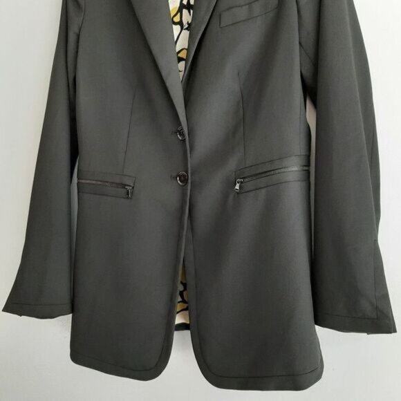 ROBERT RODRIGUEZ / Blazer Jacket Black Button Down Silk Floral Lining Sz 6 - Picture 5 of 16